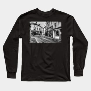 Bideford Town Centre, Black And White Long Sleeve T-Shirt